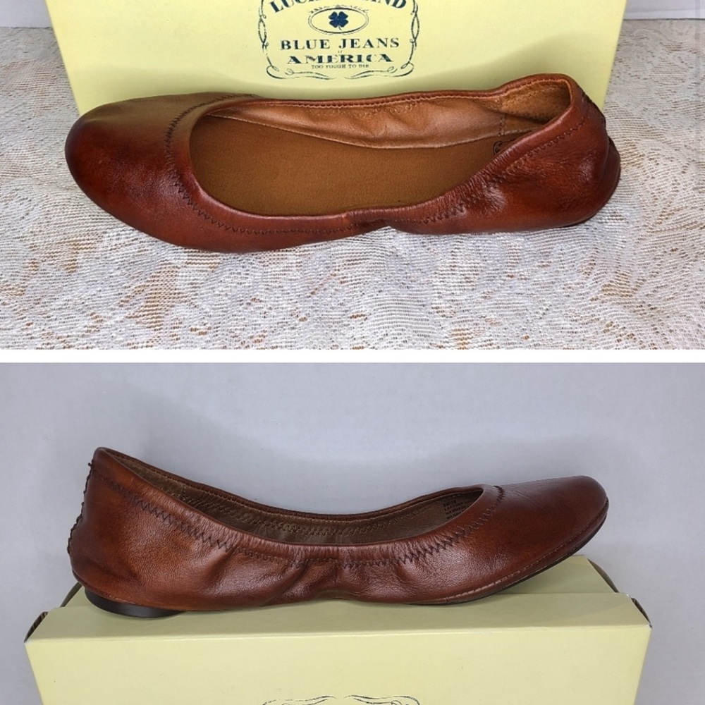 Lucky Brand Blue Jeans America leather flats
